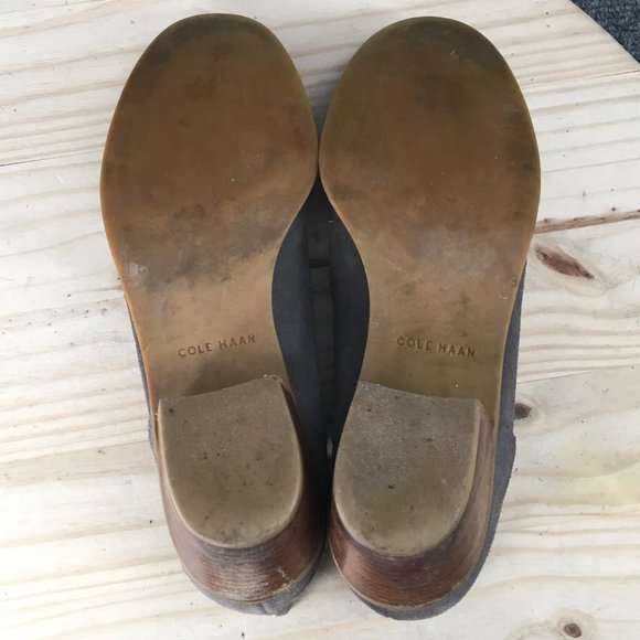 Cole Haan Boots Women 8.5 Ankle Booties Gray Suede Heels - Picture 2 of 6
